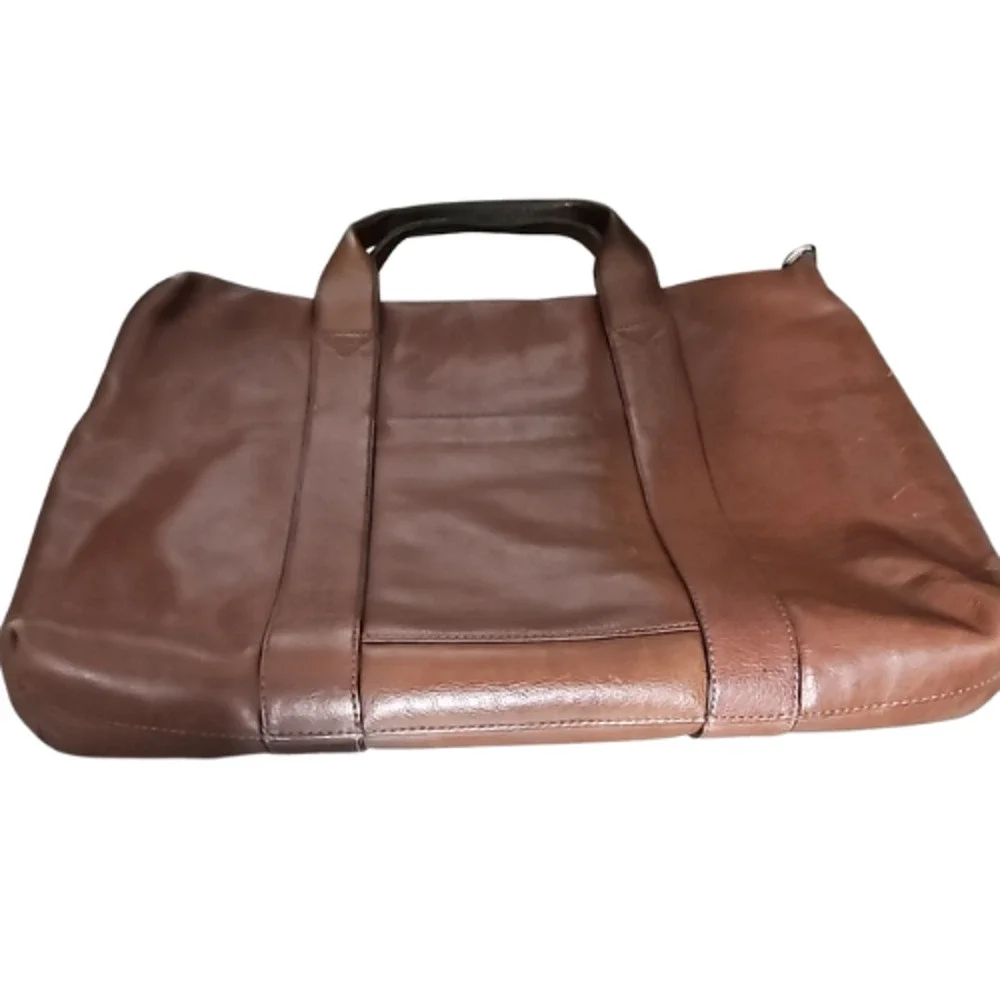 Jack Spade Men's Adjustable Strap Leather Briefcase Laptop Bag Brown Pre-owned